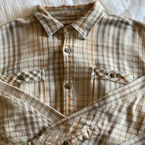 NWT men’s XL Howler Bros plaid cream, tan & orange button down.